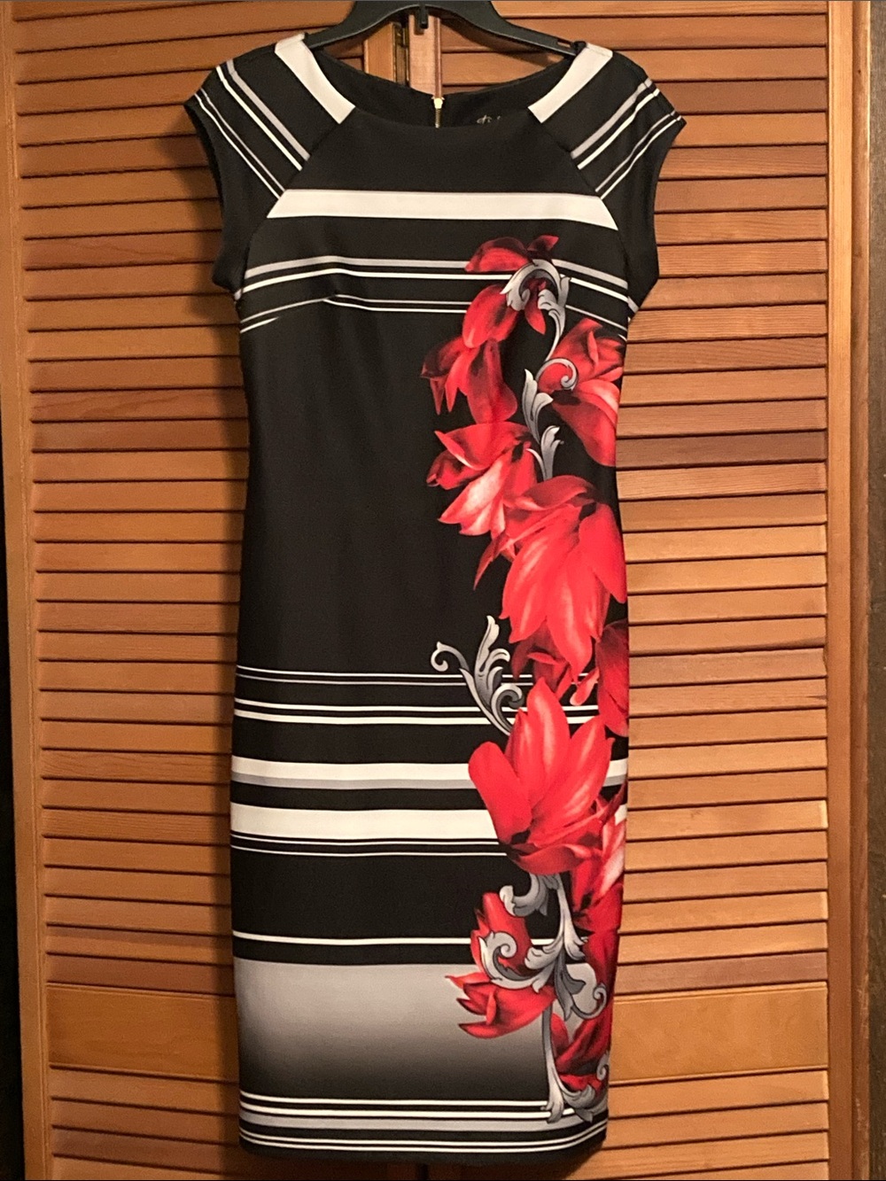 Thalia Sodi Black Dress with Red Floral Accent